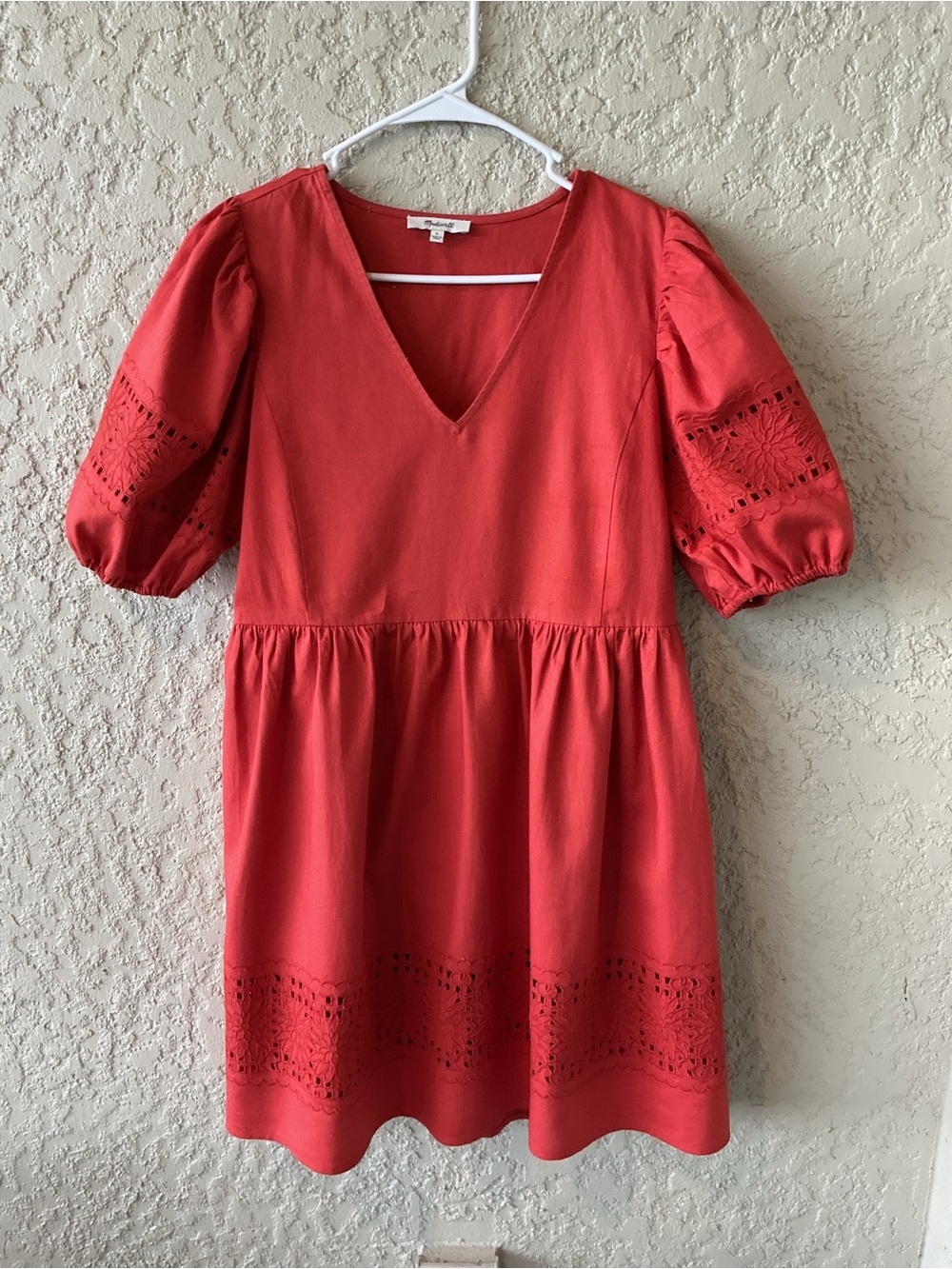 Madewell Coral Red V-Neck Dress